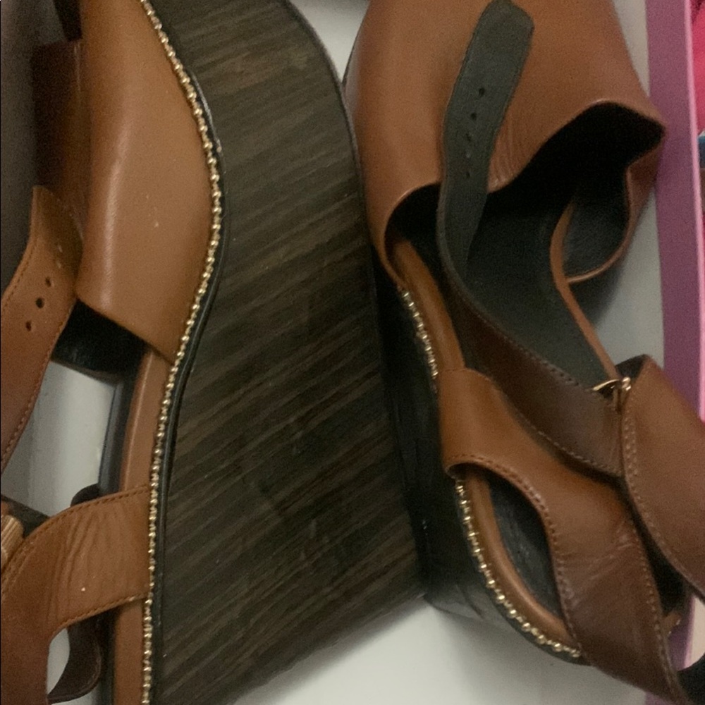 Coach Brown Leather Platform Sandals